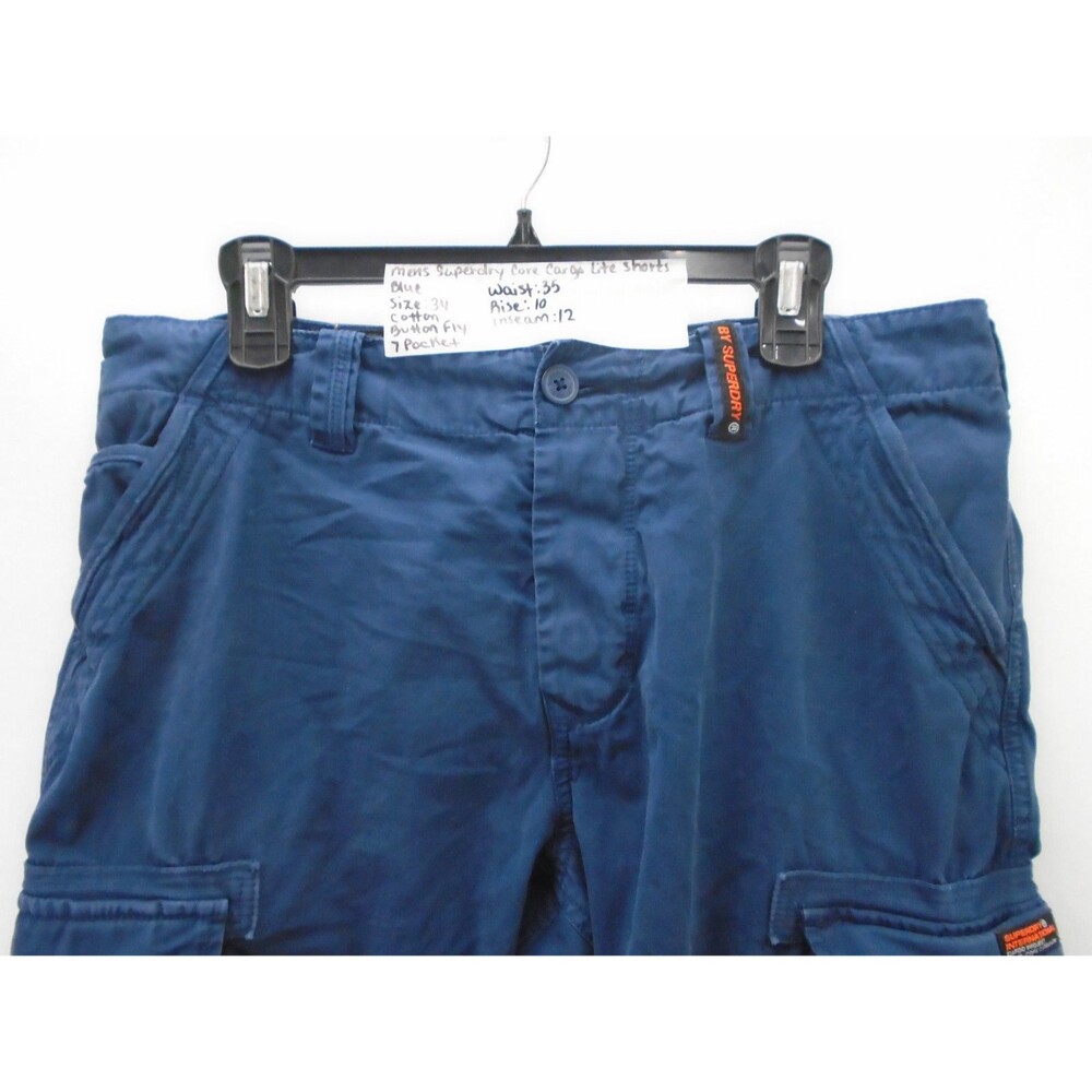 Superdry Core Heavy Cargo Lite Mens Size 34 Blue Shorts Utility Military Style - Picture 2 of 9